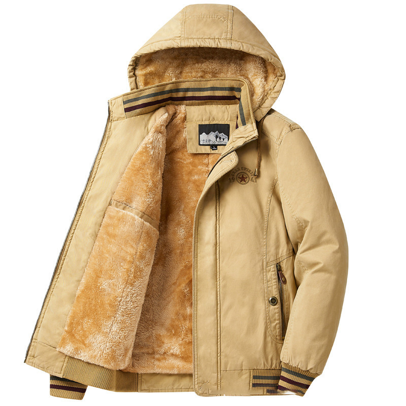 Lamb wool men's casual cotton-padded jacket winter warm coat pure cotton plus fleece thickened loose dad padded jacket padded jacket m012