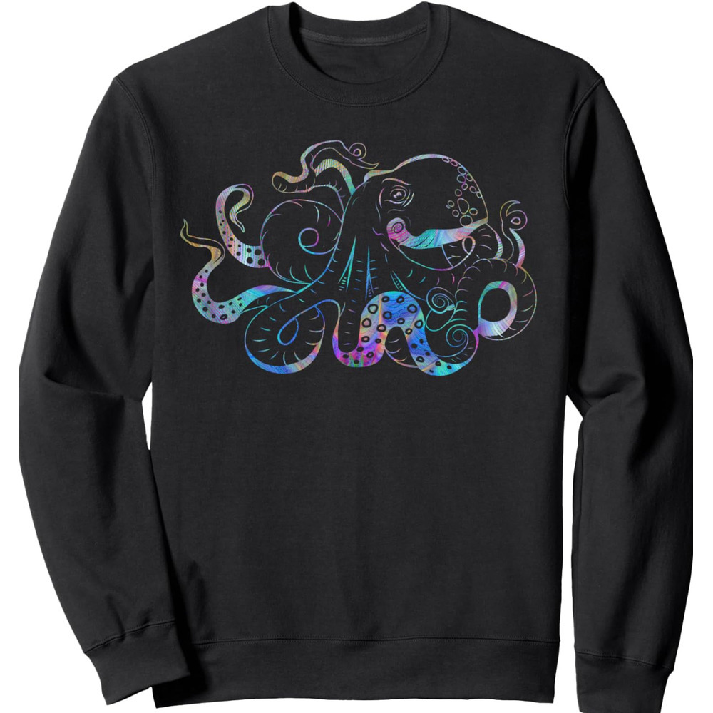 Long Sleeve Shirts for Men sweatshirt Psychedelic Octopus Sweatshirt - Kraken Sea Monster Sweater T shirt Tee Streetwear Casual tops clothes