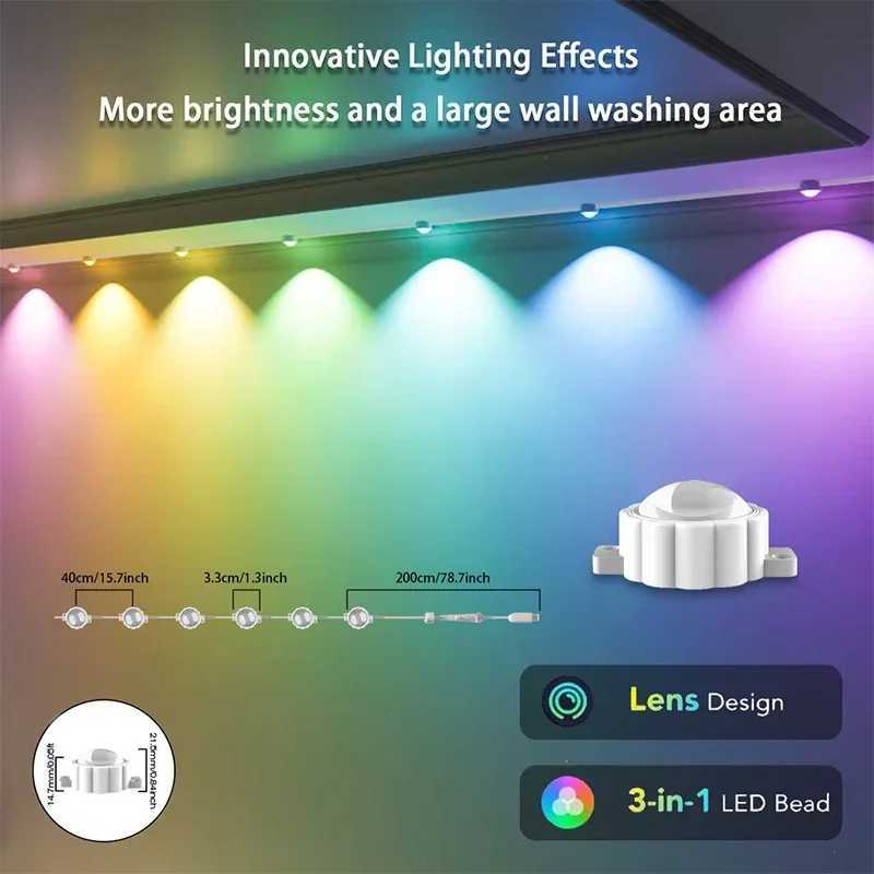 Smart Eaves Light Permanent Outdoor IP67 Waterproof LED Lights Remote APP DlY Music Sync Timer String Lighting for House Holiday zyc241120