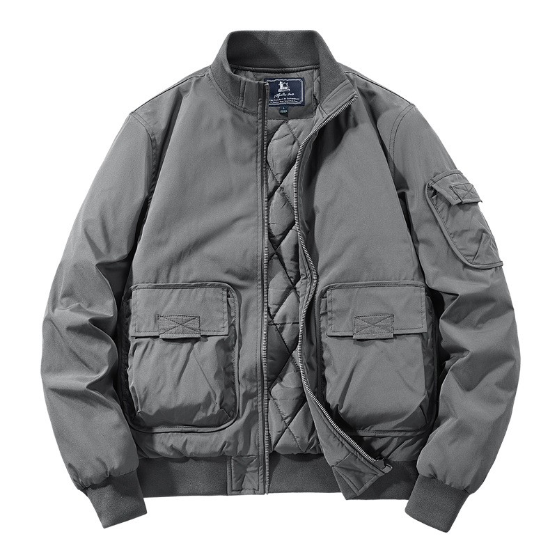 New spring and fall men's casual coat cargo multi-pocket flight suit jacket with retro American baseball uniform m019
