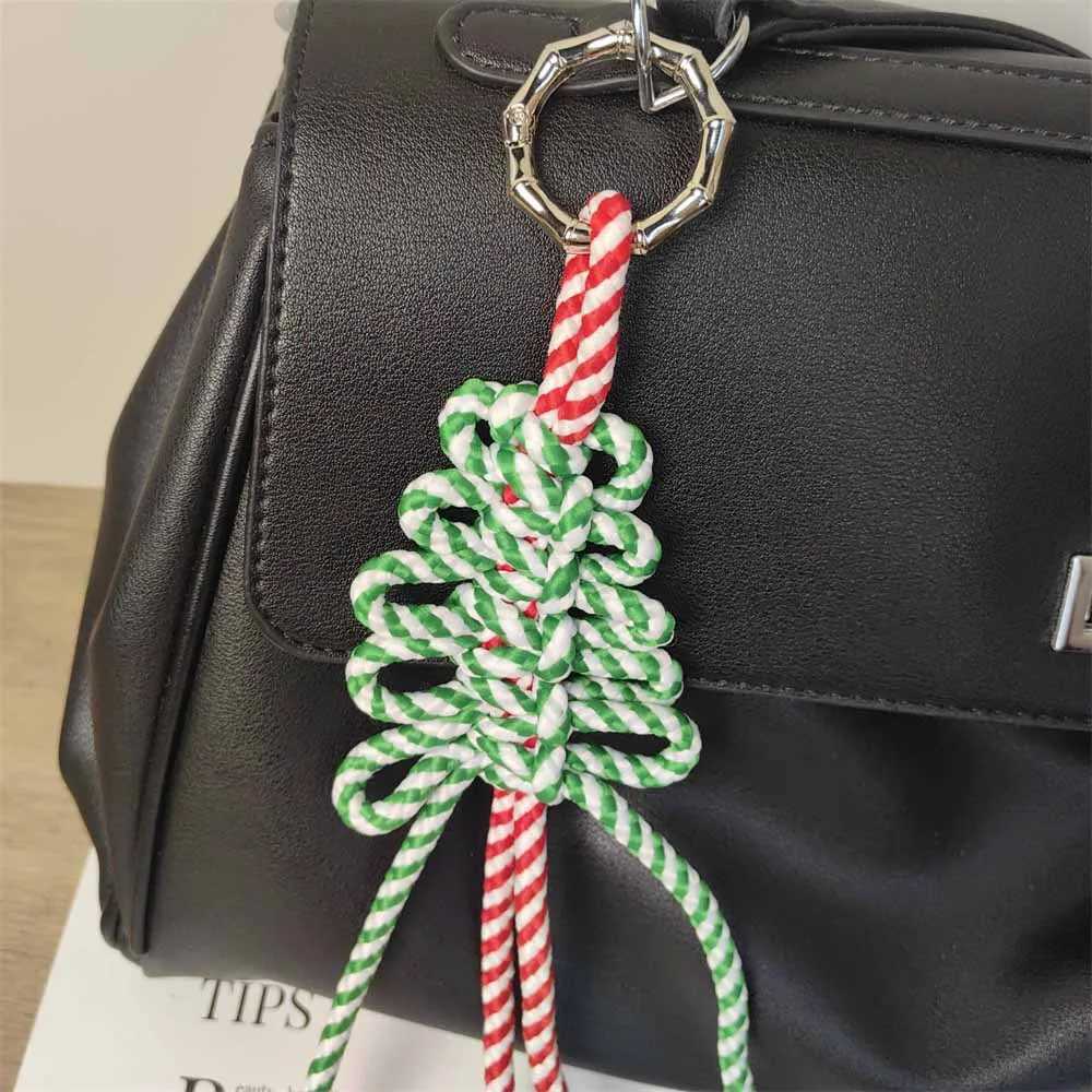 Keychains Lanyards Christmas Tree Braided RopeLye Bread Knot CharmPearl Bow KeychainMiu Style Bag Charm H241119