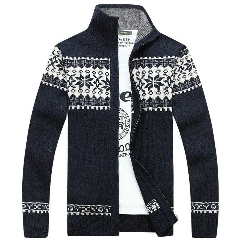 Winter mens jacquard sweater ultra-thin jacket stand up collar trendy wool knitted cardigan wool sweater full zipper casual warm mens clothing autumn 