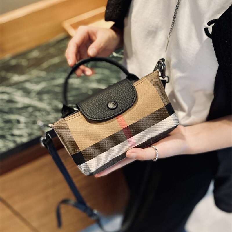 Genuine Leather Casual Phone 2024 New Ladies Lattice Crossbody Fashion Trend Women Shoulder Bag