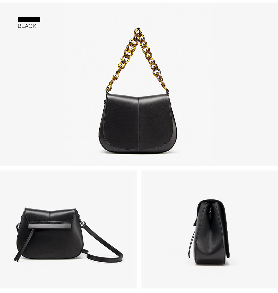 Handbags Women Leather Texture Acrylic Chain Hand Carry Simple Female Shoulder Messenger Bags 62036 Genuine Leather BagVoyage
