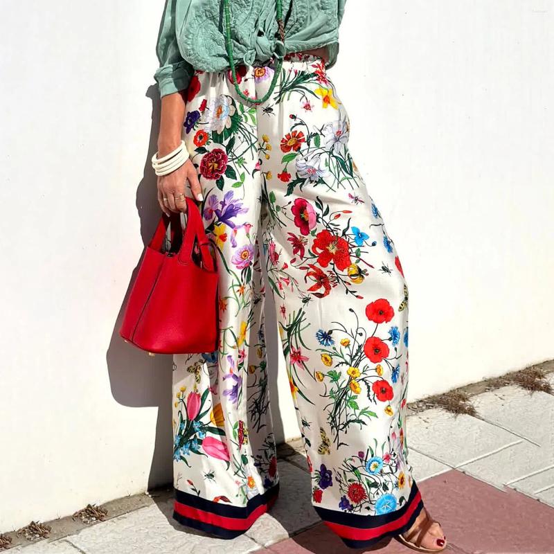 Womens Two Piece Pants Combhasaki Vintage 2 Pieces Aesthetic Floral Print Outfits Set Long Sleeve Button Down Lapel Shirts Wide Leg