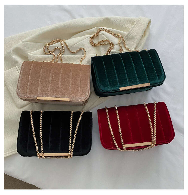 Neon Red Flap Square Velor Leather Fashionable Dating Gift Shoulder & Crossbody Bag With Chain Strap For Women