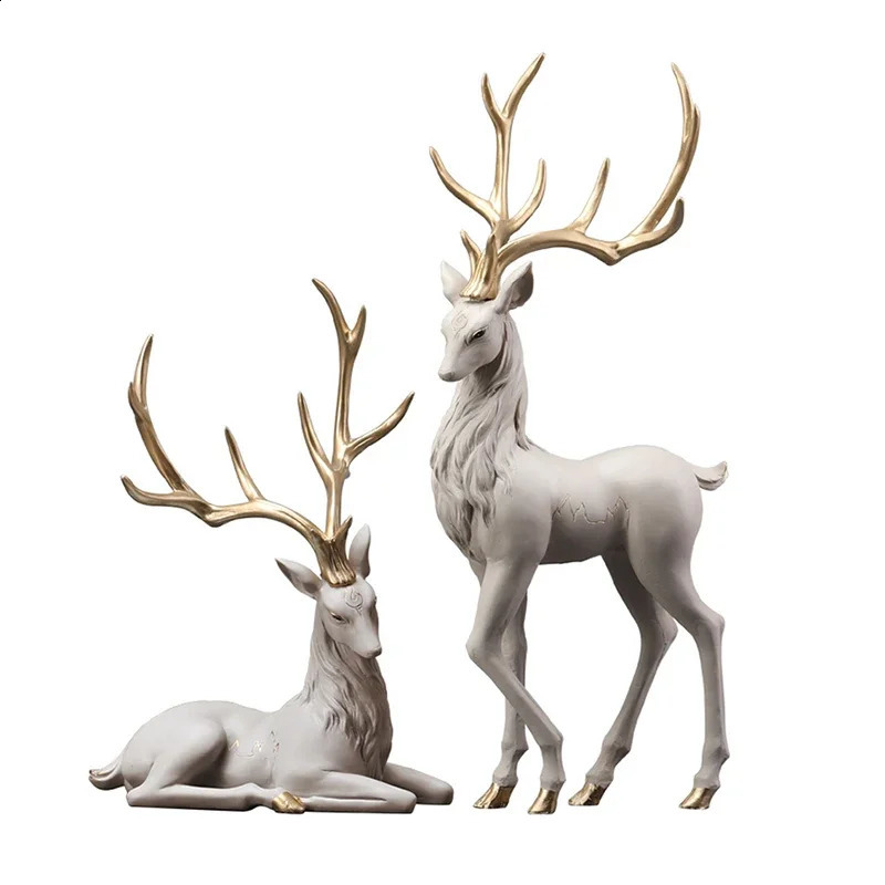 Deer Decoration Reindeer Ornaments Resin ELK Sculpture For Living Room y Nordic Home Decor Sculptures Figurines 241120