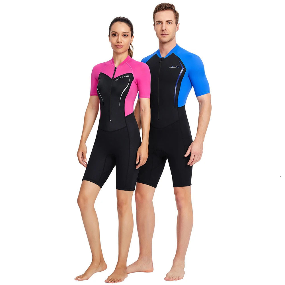 1.5mm Neoprene Wetsuits Swimwears Diving Suits Short Sleeves Women Ladies One Piece Surf Snorkeling Surfing Swimsuit 240419