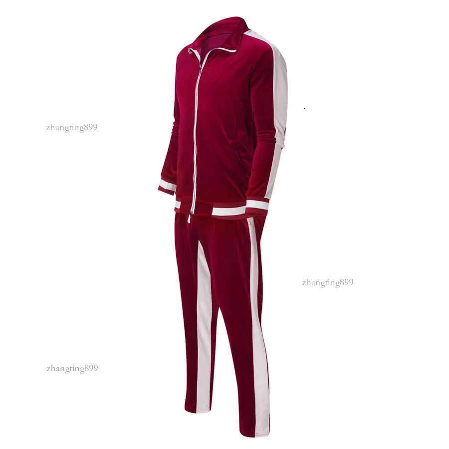 New 2024 Spring Autumn Men's Designer Velvet Set 2 Piece Sports Suit Coat and Pants Warm Sportswear Tracksuit for Men Fashion Streetwear