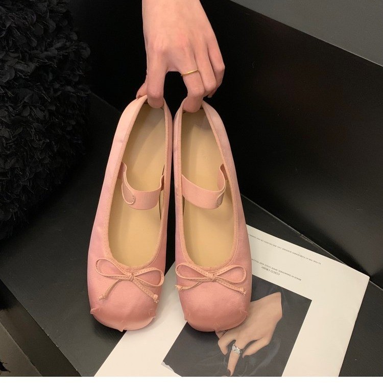 Mary Jane Shoes Women's Shoes Round Toe Plus Size Women's Shoes Bow Silk Satin Ballet Flats Spring Autumn Flats Women Shoes R241120