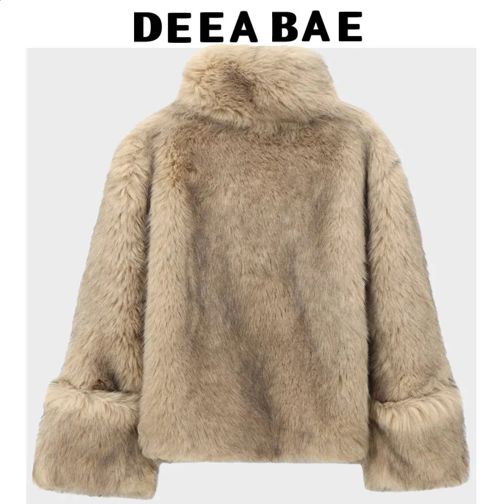 DEEABAE Womens Clothing With European And American Style Fashionable Simple Artificial Fur Effect Hoodie Jacket 241120