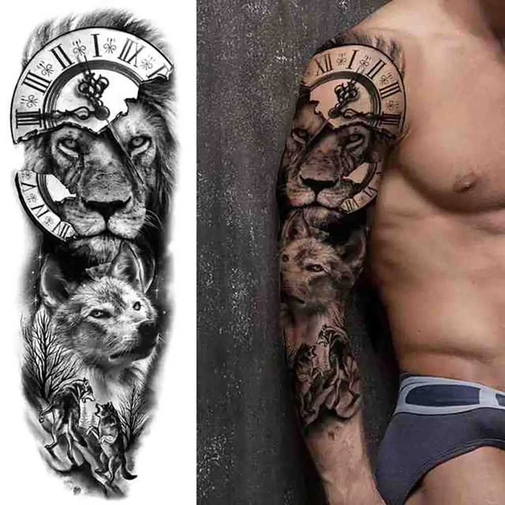 Waterproof Temporary Tattoo Sticker Totem Geometric Full Arm Large Size Sleeve Tatoo Fake tatto flash tattoos for men women boyXJ241120