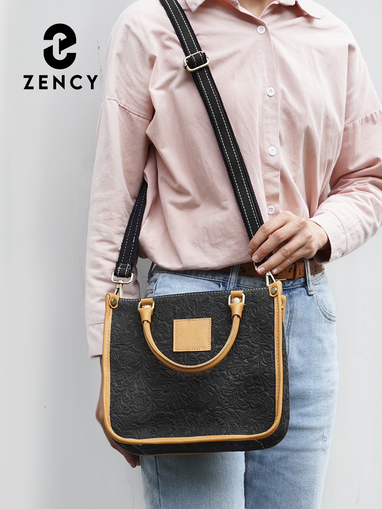 Zency Women Shoulder Genuine Leather High Quality Designer Eming Brown Bag Crossbody Top-Handle Elegant Wer Handbag