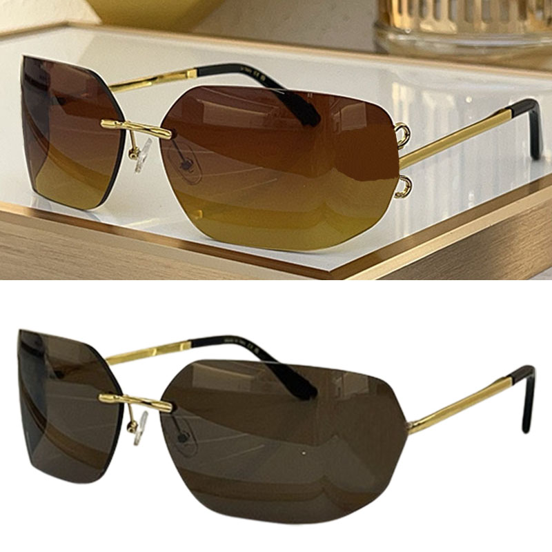 New Square Frameless Sunglasses Womens Mens Top Quality Elegant Glasses 400135 Summer Fashion High End Vacation Ultraviolet Proof Sunshade Mirror