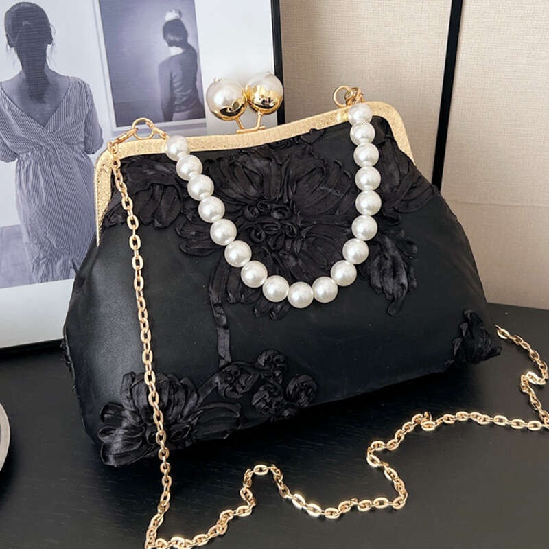 Classic Women Mesh wer Wedding Lock Shell Clip Shoulder White Crossbody Bags Prom Pearl Clutch Chain Handbags And Purses