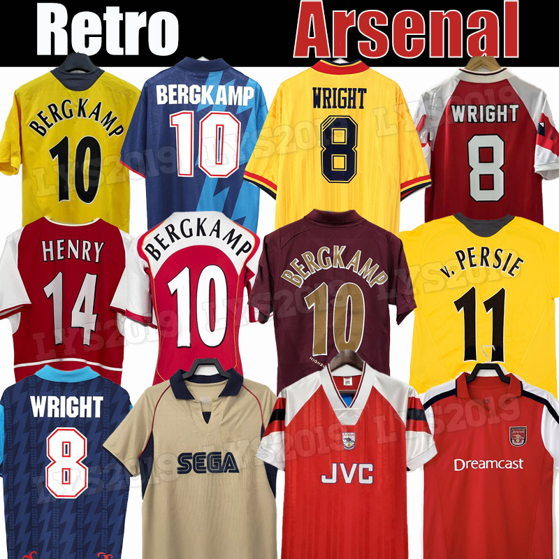 Retro SOCCER JERSEY HIGHBURY HOME FOOTBALL SHIRT PIRES HENRY REYES BERGKAMP 94 95 ADAMS Persie 96 97 02 03 04 05 06 Galla 86 87 89 WRIGHT REYES V.PERSIE VIEIRA Fabregas