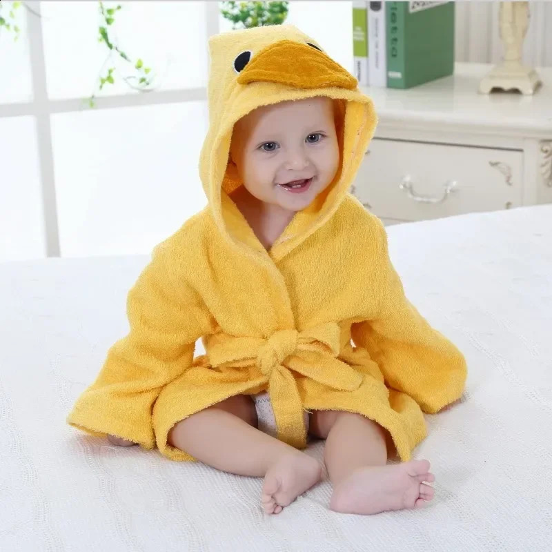 0-6 Years Baby Cute Animal Pure Cotton Kids Bathrobe Baby Bathrobe Unisex Winter born Baby Boys Girls Clothes Baby Pajamas 241120