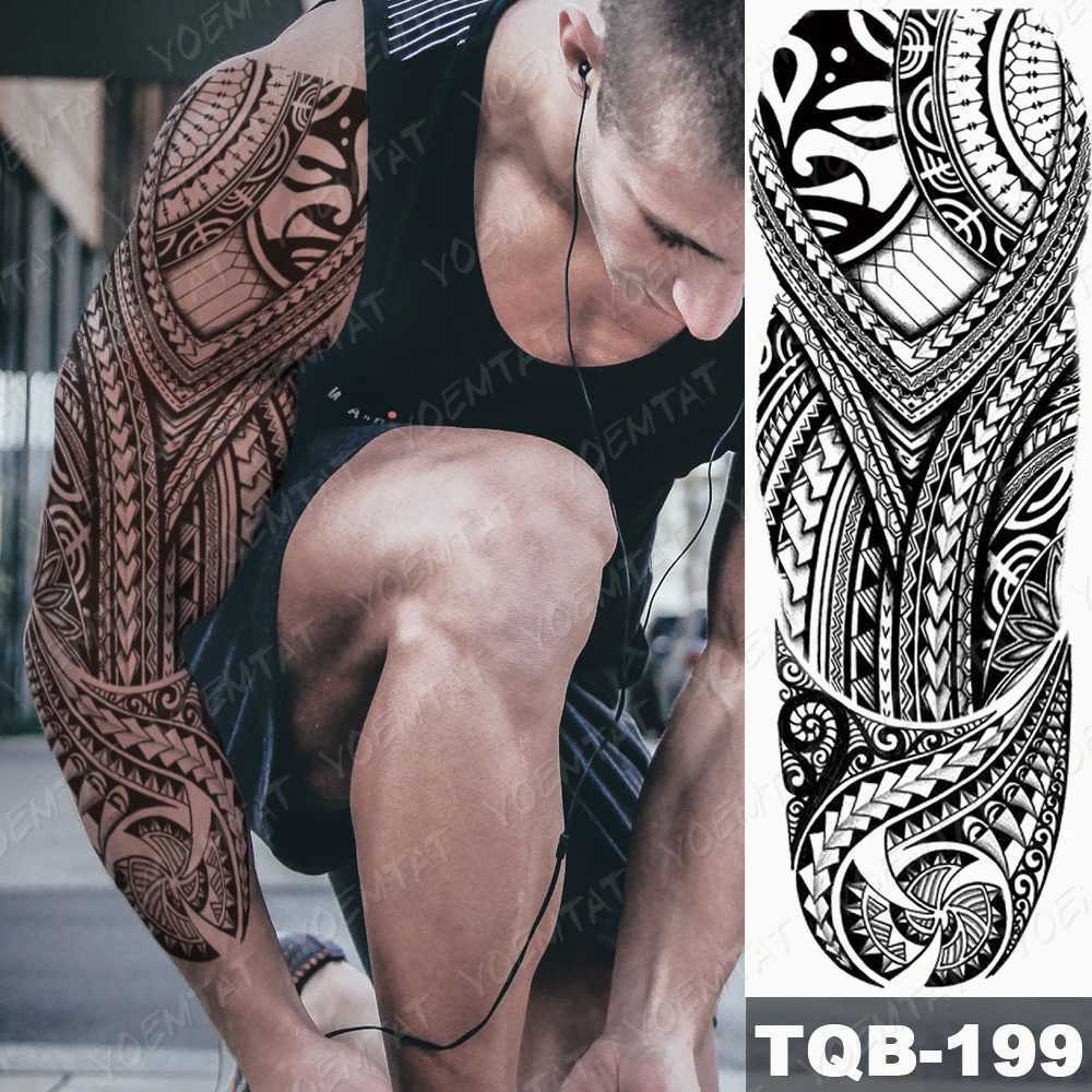 Large sleeve waterproof temporary tattoo sticker Indian tribal machine turtle totem fake tattoo body art mens legXJ25414