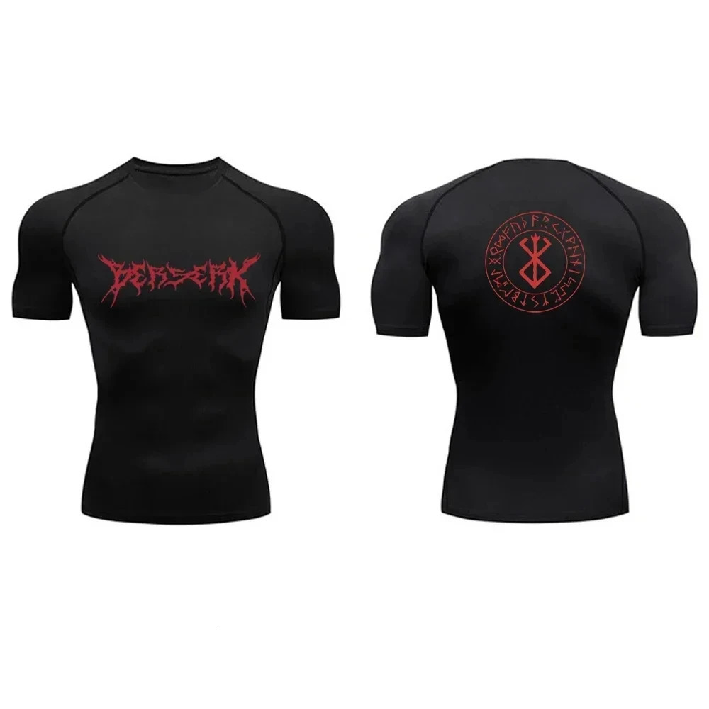 Mens Compression Shirt Anime Print Gym Sport Quick Dry Gym TShirts Fitness Athletic Undershirts Elasticity Tops Tee Summer Male 240419