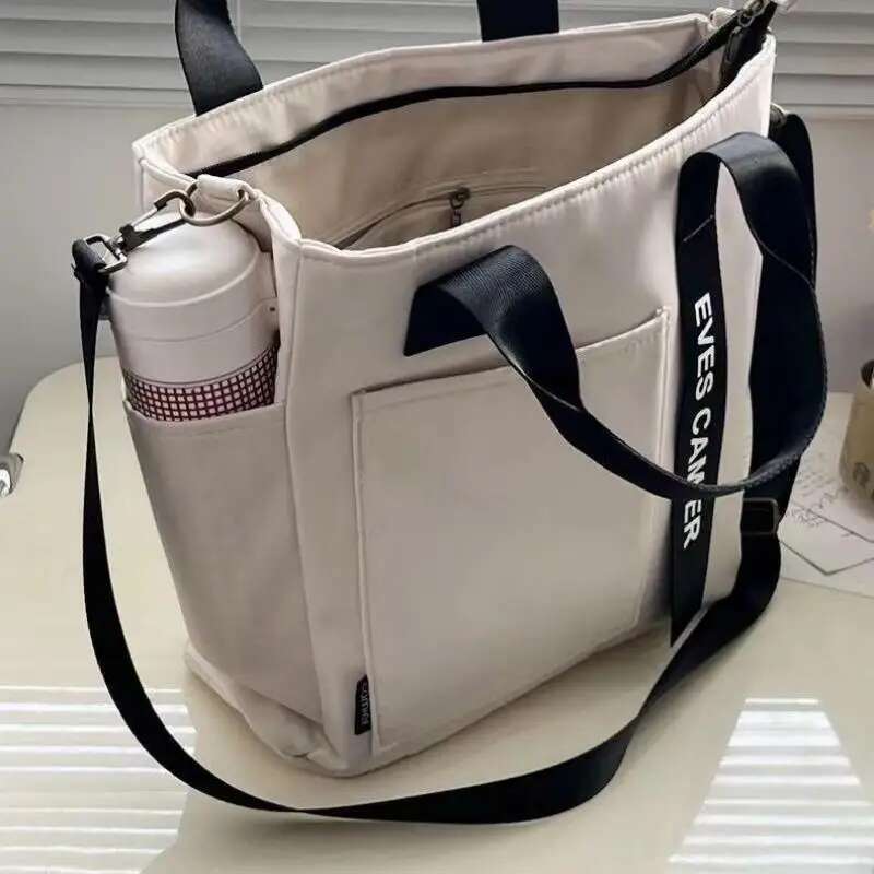 2025 New Casual Tote Large Capacity Shoulder Bag Nylon Waterproof Canvas Handbag Simple Fashion Messenger Bags For Schoolgirl