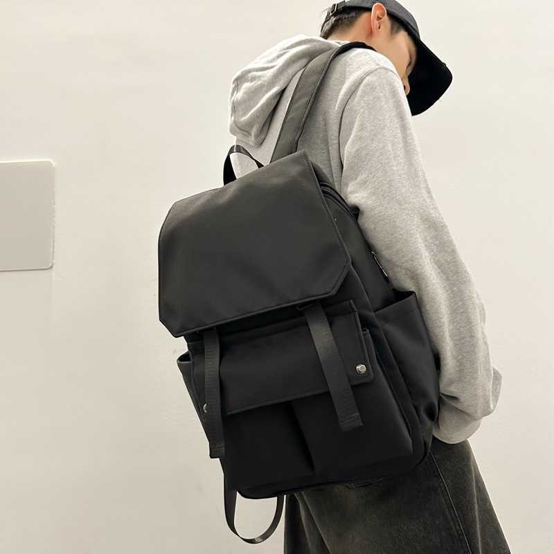 backpack for girls in the school season, junior high school backpack, trendy solid color flip cover, fashionable computer backpack for men 241120