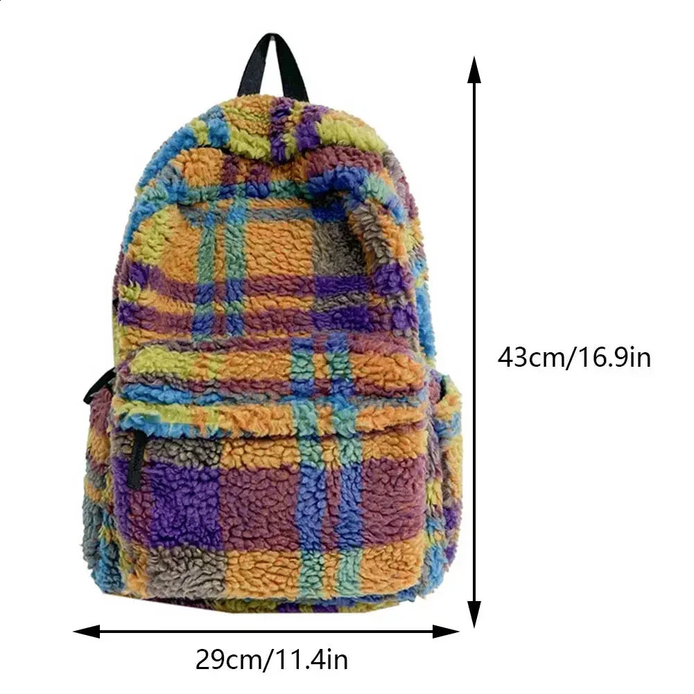 Women Backpack Winter Fashion Plush School Backpack for Cute Fluffy Book Bag Furry Faux Fur Student Schoolbag Mochila 241220