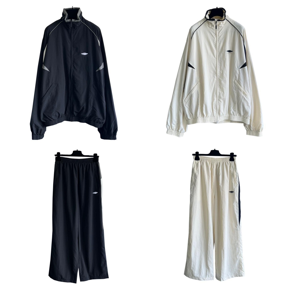 (go off picture, not description) Fashion Designer Men's Loose Tracksuit Zipper Casual Jacket Suit for Men and Women street wear Straight Wide Pants 29545