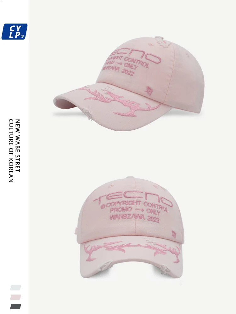 Fashion Letter Embroidery Baseball Cap Men and Women Korean Street Make Old Ripped Peaked Cap 241119