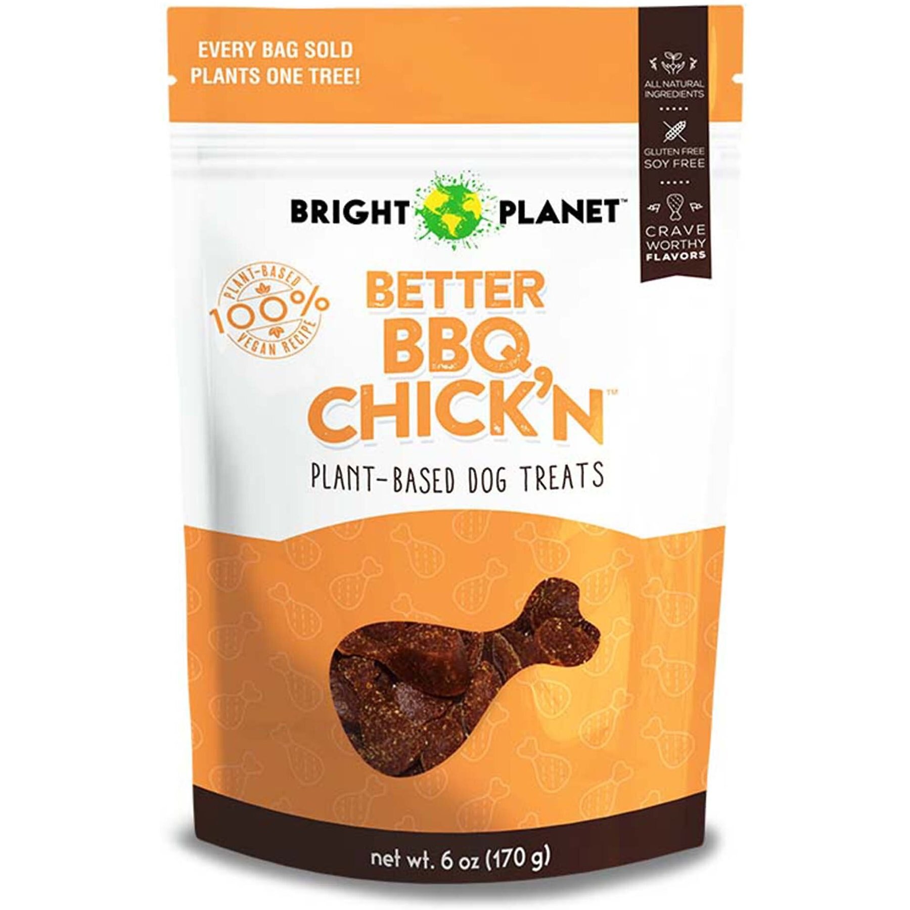 Bright Planet Pet Better BBQ Chick'n Plant-Based Dog Treats, 6-oz bag