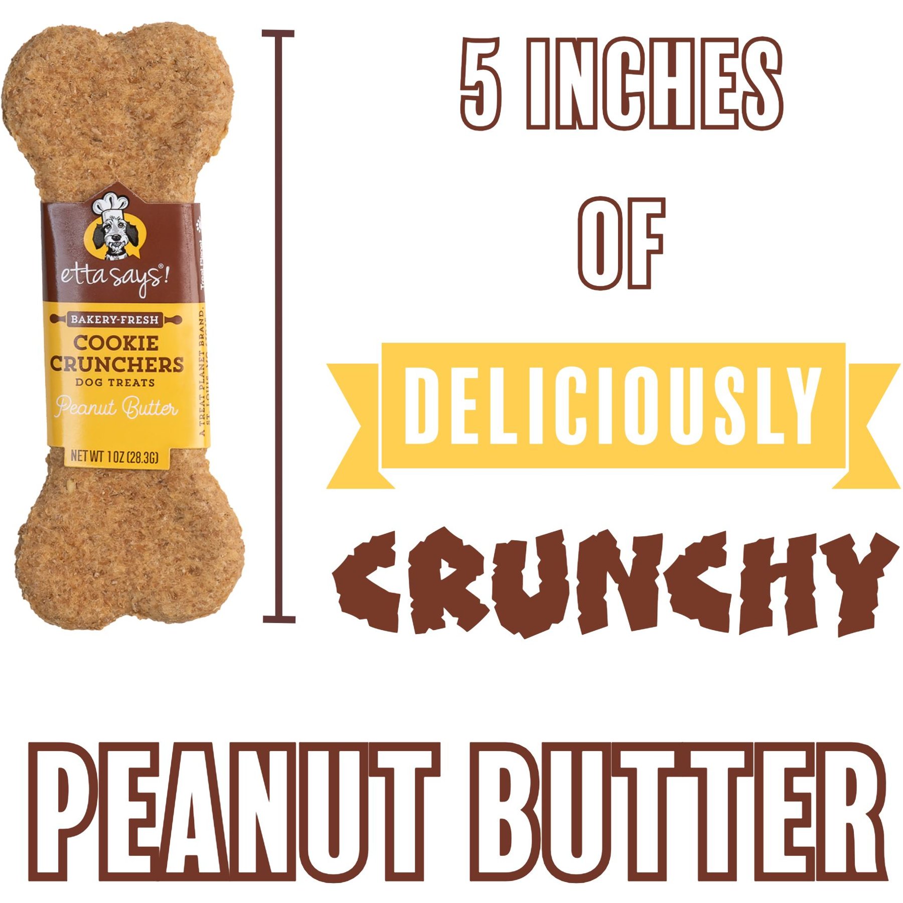 Etta Says! Peanut Butter Cookie Crunchers Dog Treats, 24 count