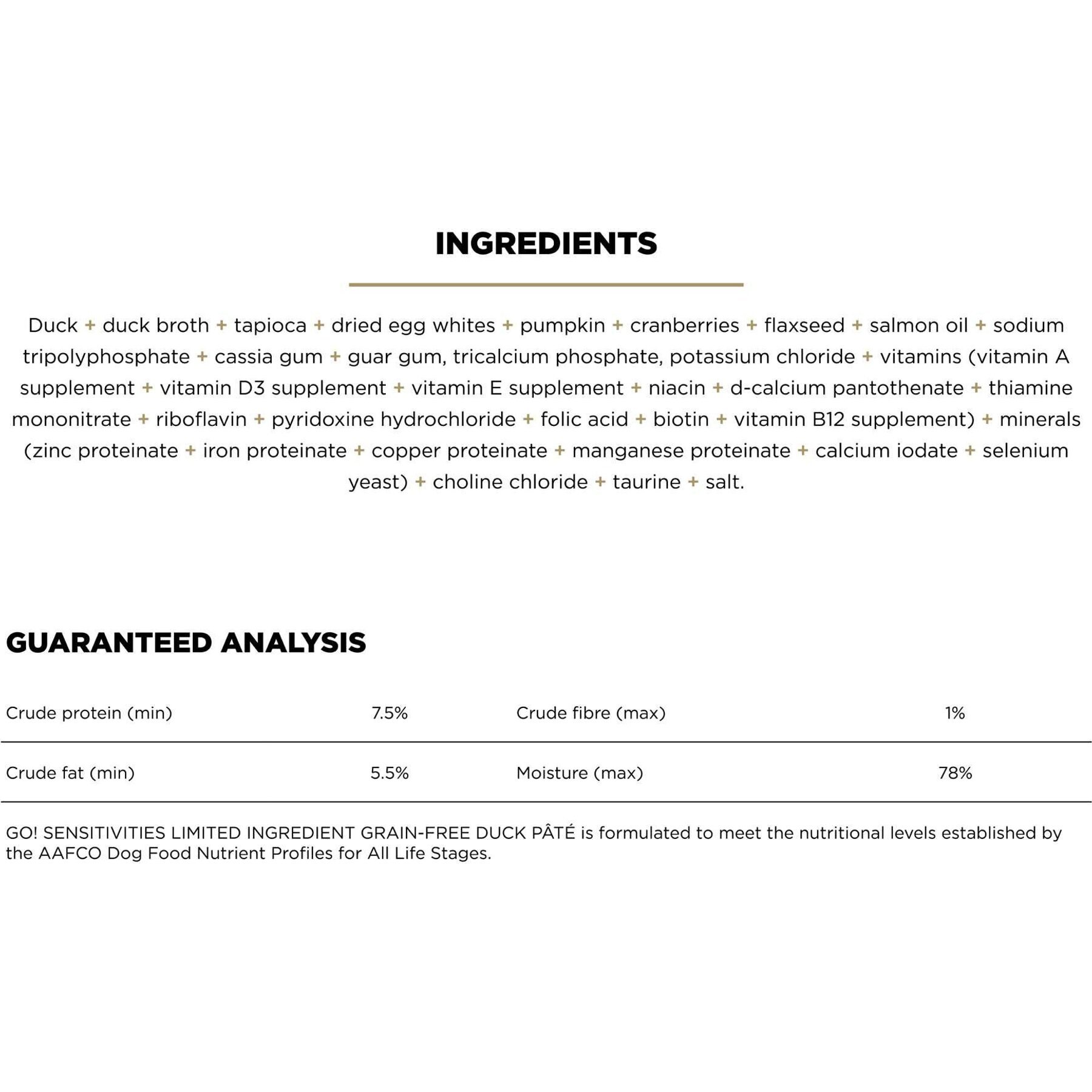 Go! Solutions Sensitivities Limited Ingredient Grain-Free Duck Pate Dog Food