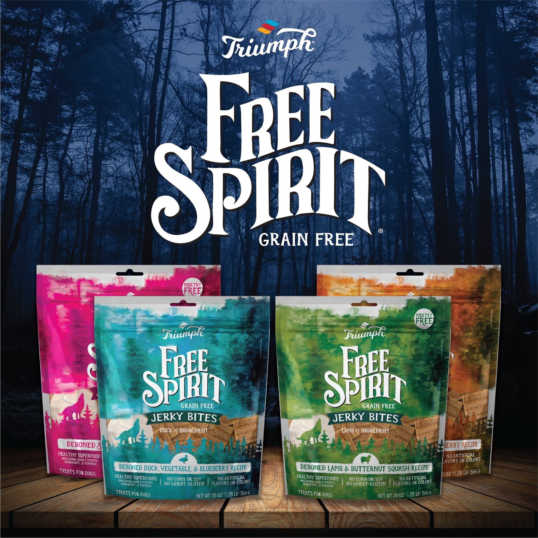 Triumph Jerky Bites Deboned Duck, Vegetable & Blueberry Grain-Free Dog Treats