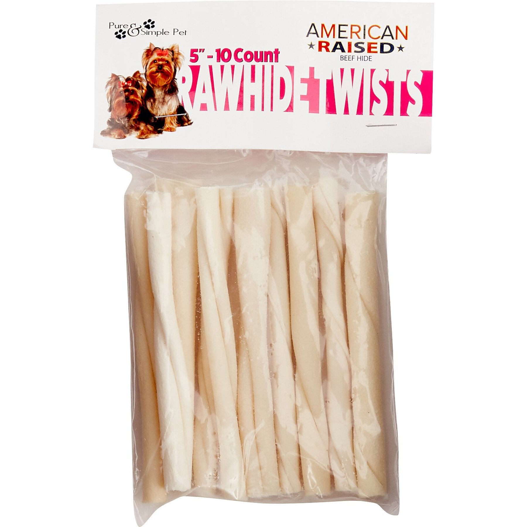 Pure & Simple Pet Rawhide Twist Dog Treat, 5-in