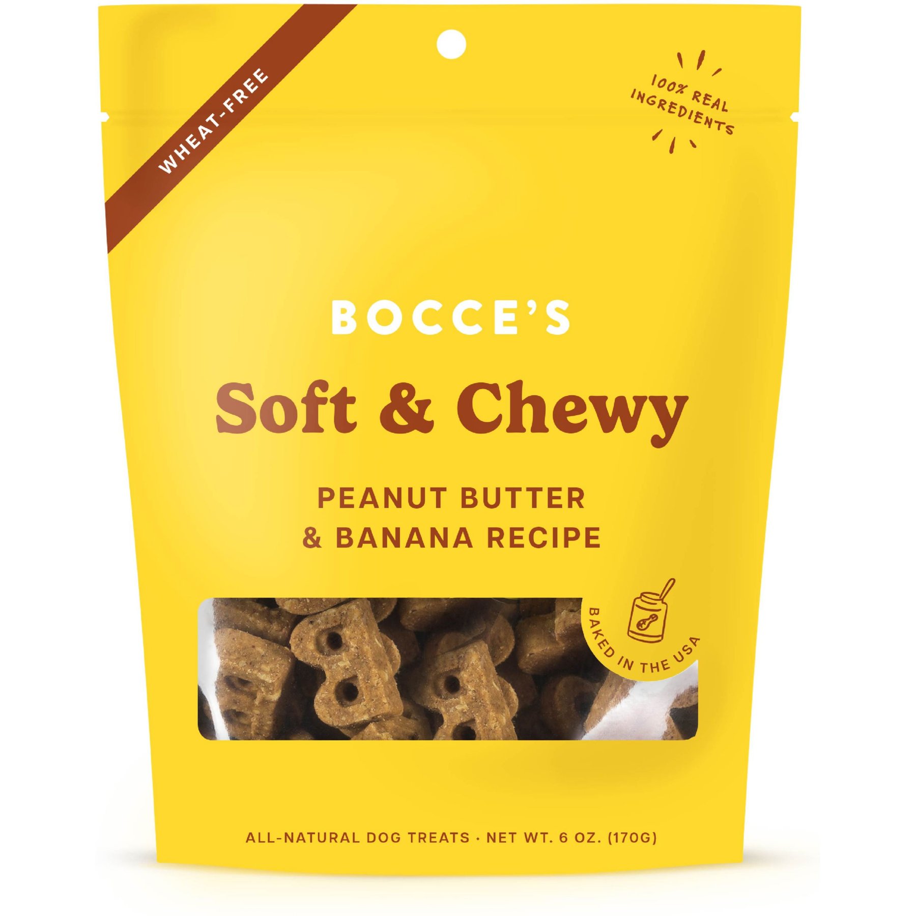 Bocce's Bakery Soft & Chewy Peanut Butter & Banana Recipe Dog Treats
