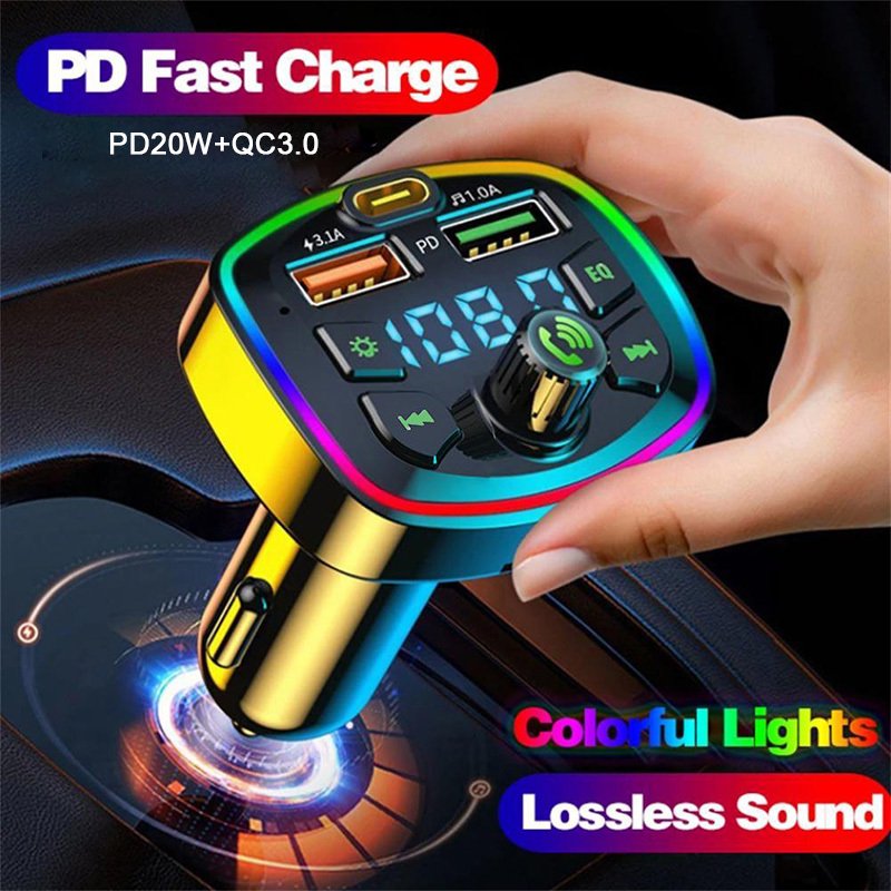 Bluetooth 5.0 FM Transmitter Wireless Adapter Mic Audio Receiver Auto MP3 Player 2.1A Dual USB Fast Charger Car Accessories