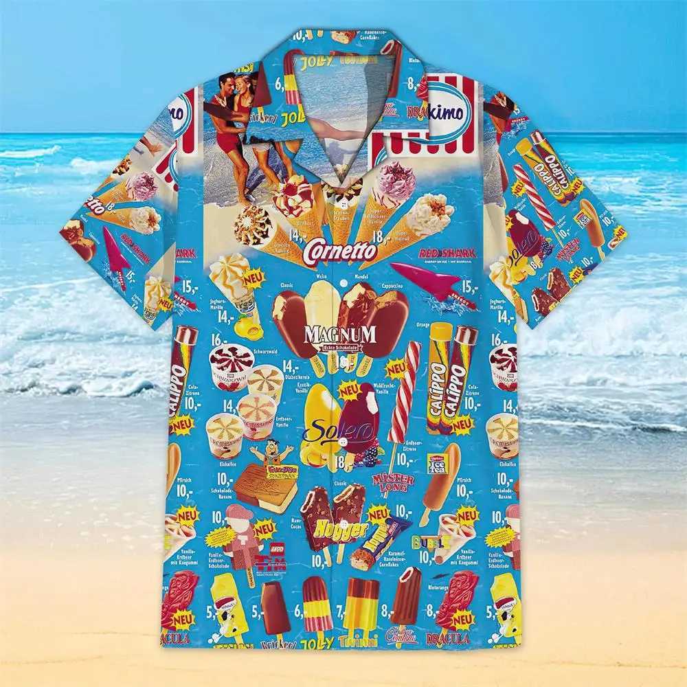 Haiian Shirt For Men Casual Short Sve Ice Pattern Print 3d Summer Oversize Clothing Beach Trip Spanish ShirtsXJ241120