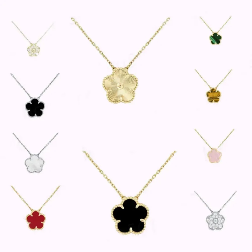 Fashion Classic Clover Jewelry Charm Necklaces Chain 18K Gold Agate Shell Mother-of-Pearl for Women Charm Chain Wedding Mother' Day Jewlery Women Girl Gift Necklace