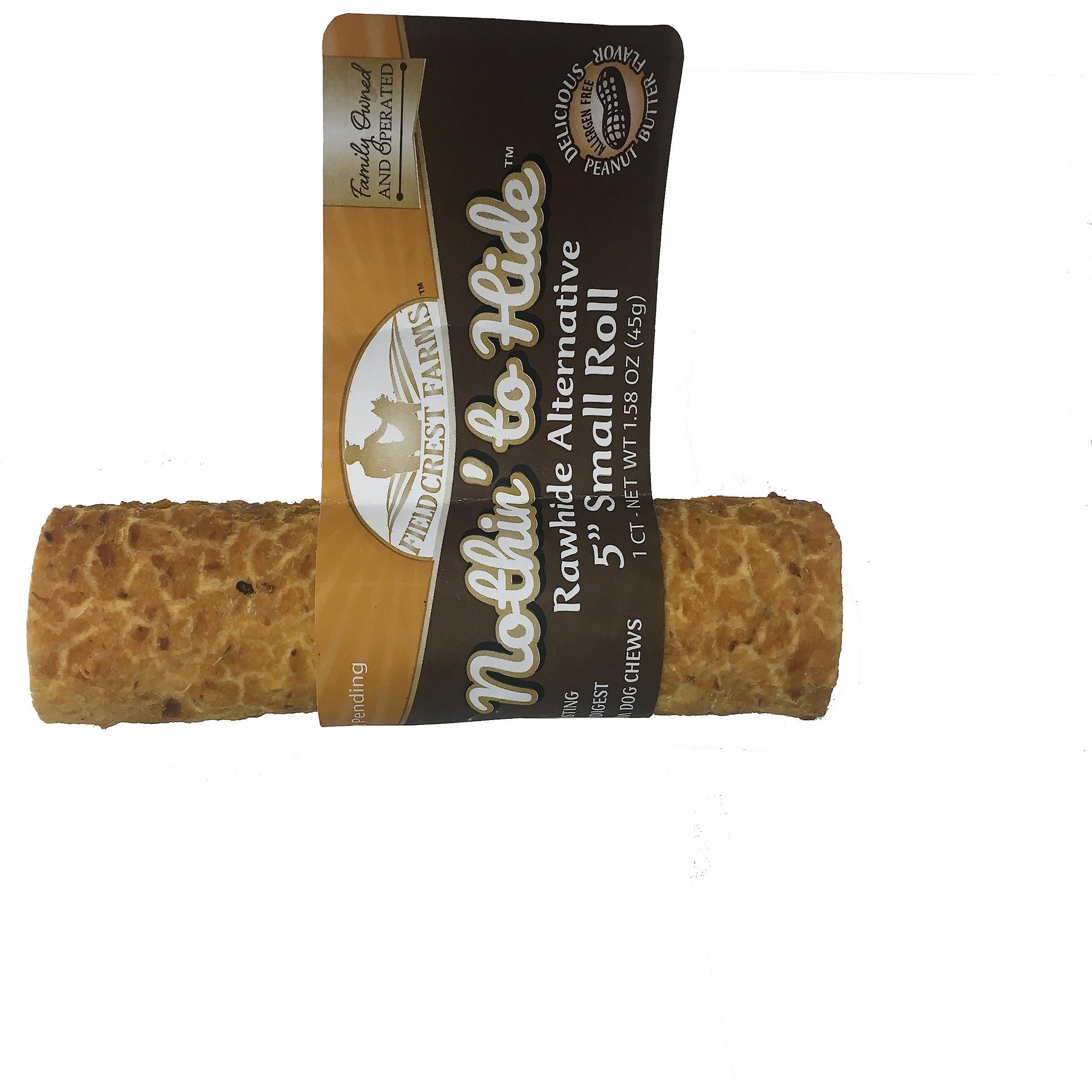 Fieldcrest Farms Nothin' To Hide Rawhide Alternative Small Roll 5" Peanut Butter Flavor Natural Chew Dog Treats