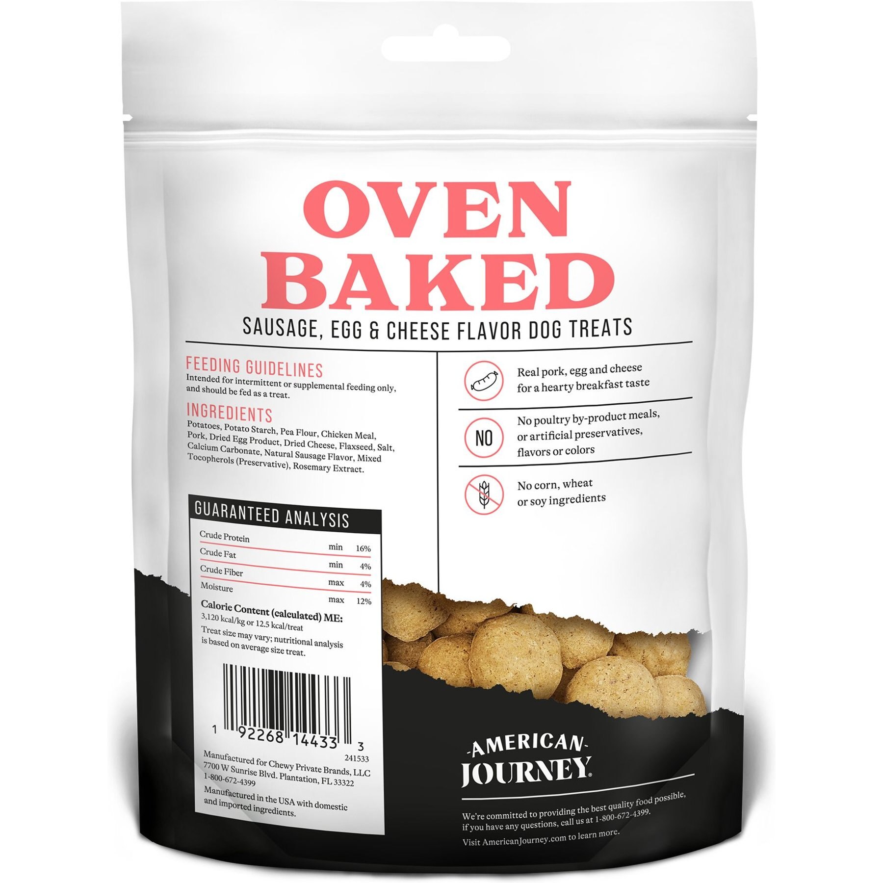 American Journey Sausage, Egg & Cheese Flavor Grain-Free Oven Baked Crunchy Biscuit Dog Treats