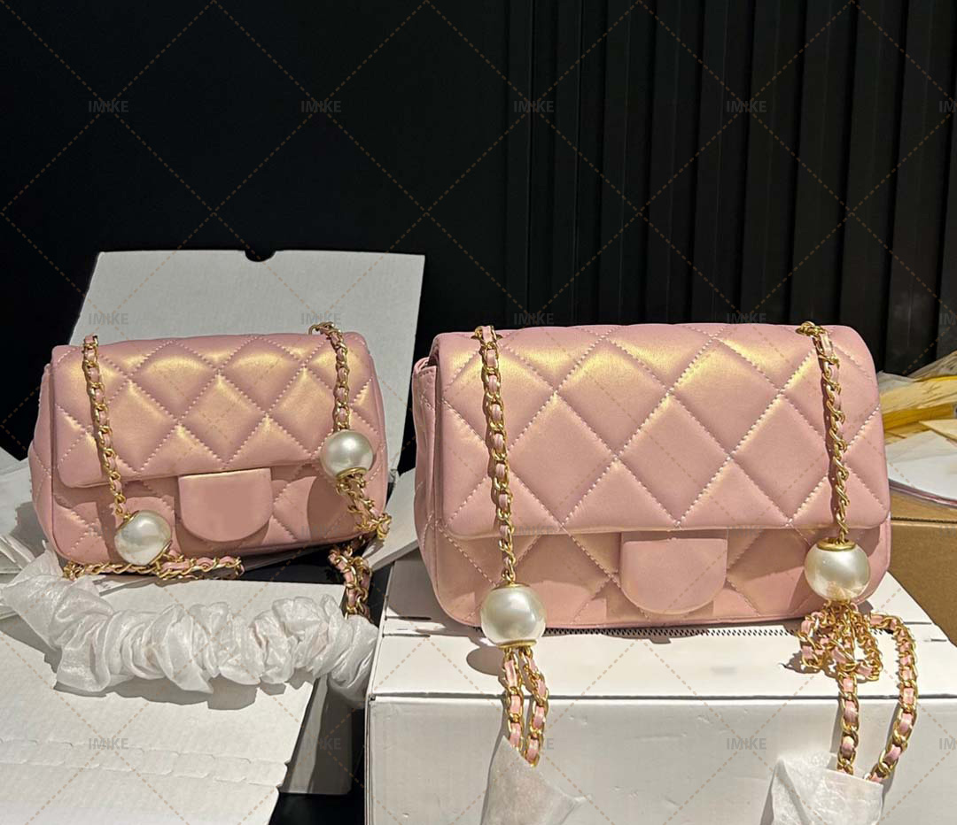 7A quality designer bag mini Bag Women's Bag Pearl chain Bag Sheepskin Single Shoulder Diagonal Straddle Bag