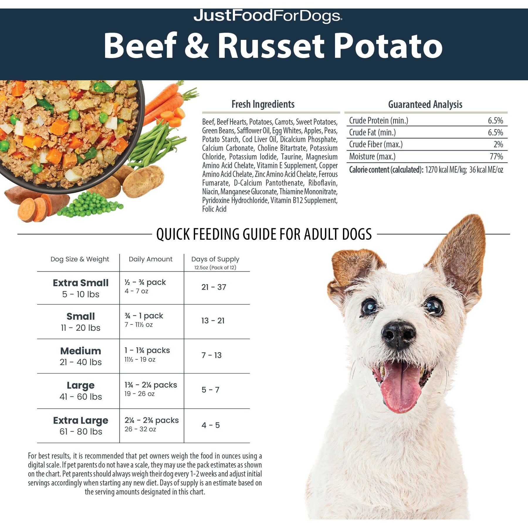 JustFoodForDogs Pantry Fresh Beef & Russet Potato Fresh Dog Food