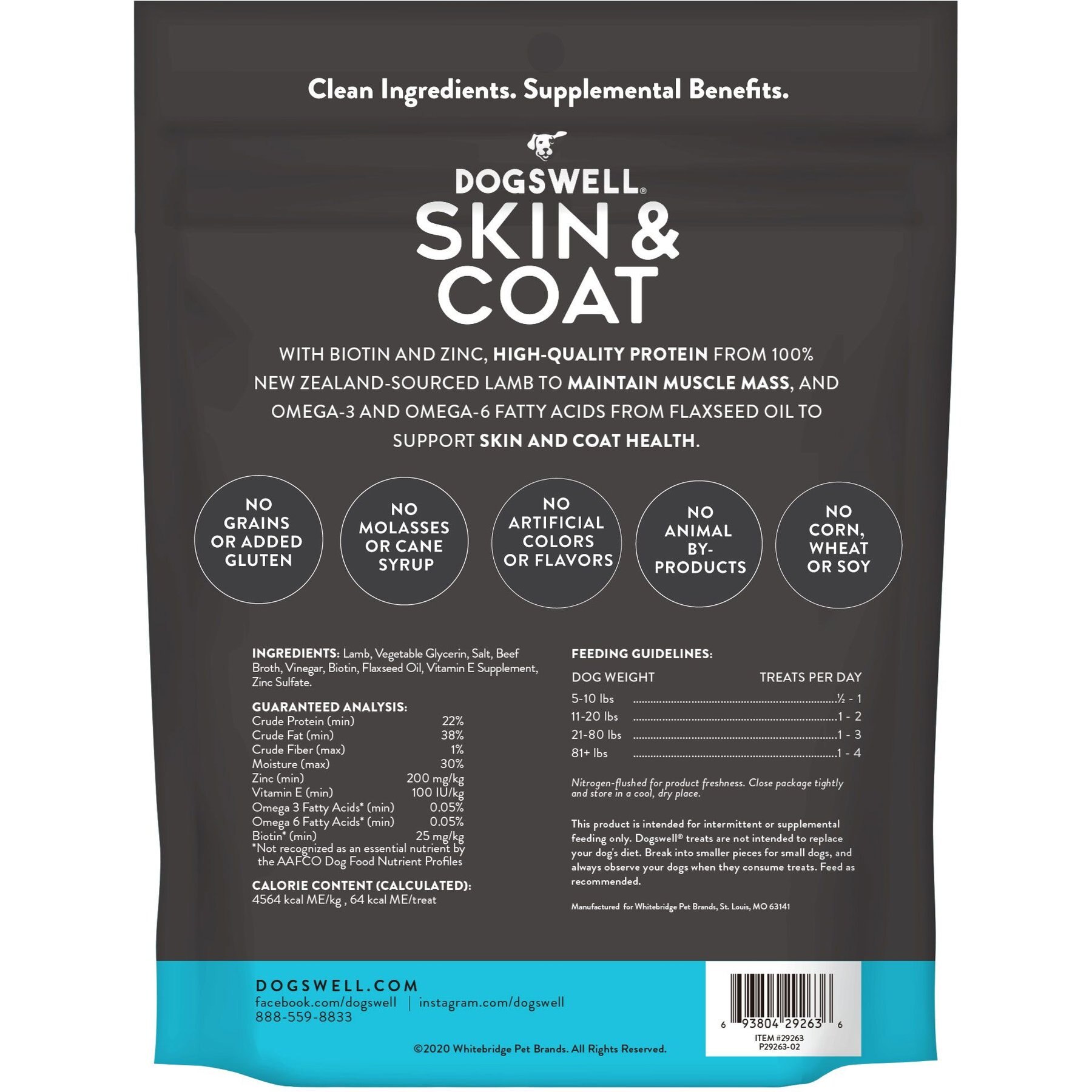 Dogswell Jerky Skin & Coat Lamb Recipe Grain-Free Dog Treats