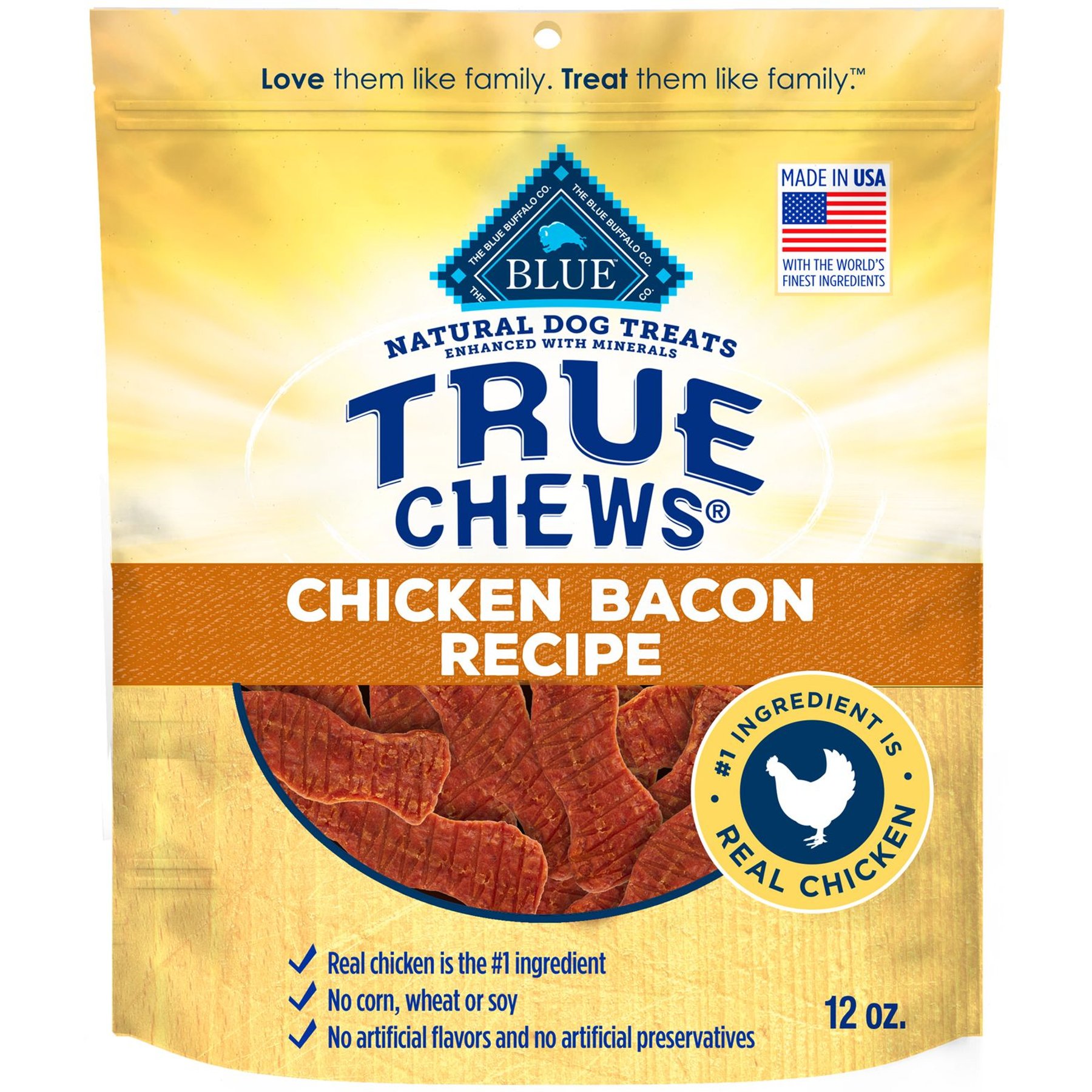 Blue Buffalo True Chews Natural Chicken & Bacon Dog Treats
