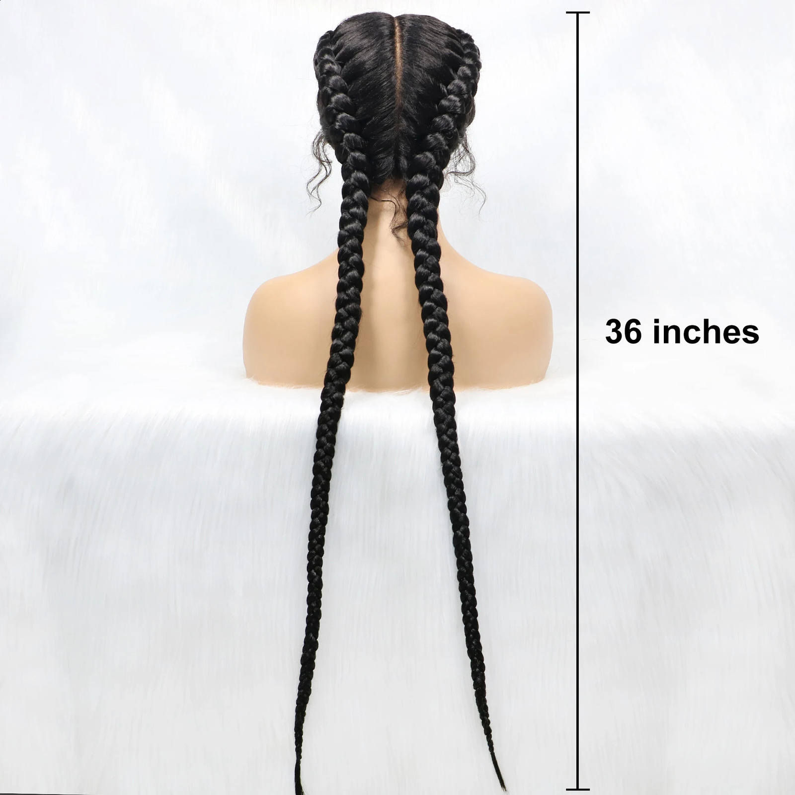 36 inch long lace front synthetic woven wig lace front Dutch twin woven wig with hair suitable for black women 241120
