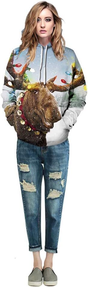 Hoodie for Mens Womens Unisex 3D Ugly Christmas Sweatshirt Kangaroo Pocket Hoodies Pullover Graphic Hoodies sweatshirt Fashion Graffiti