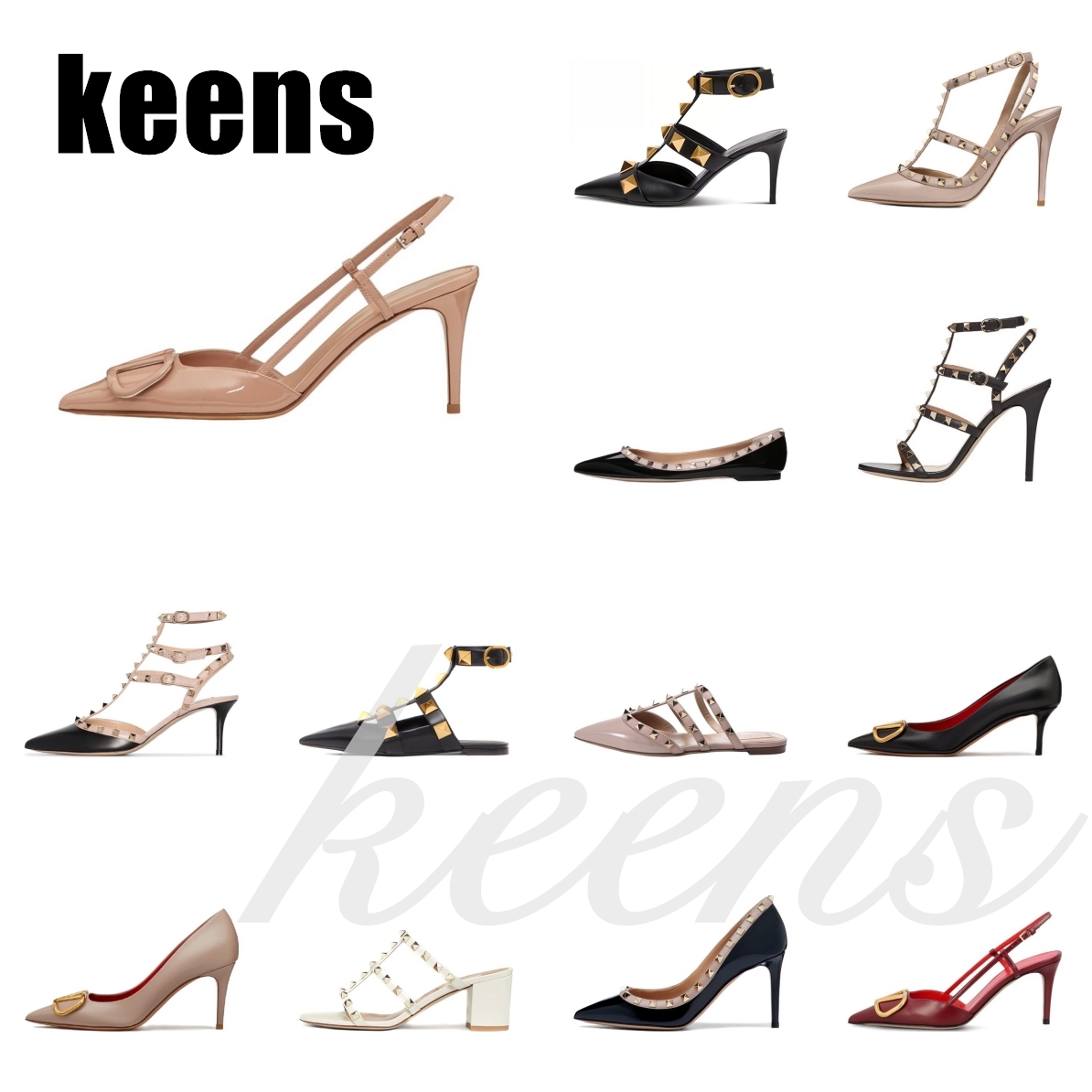 High heels designer heels women Sandals Rivet Pointed Shoes Genuine Leather Woman Wedding Shoes Dress shoes Classics Metal Buckle 35-42