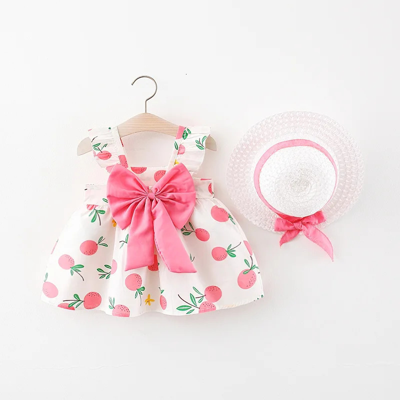 Baby Girl Dress Fruit Print Cotton Fashion Summer Comfortable Breathable Clothes 240416