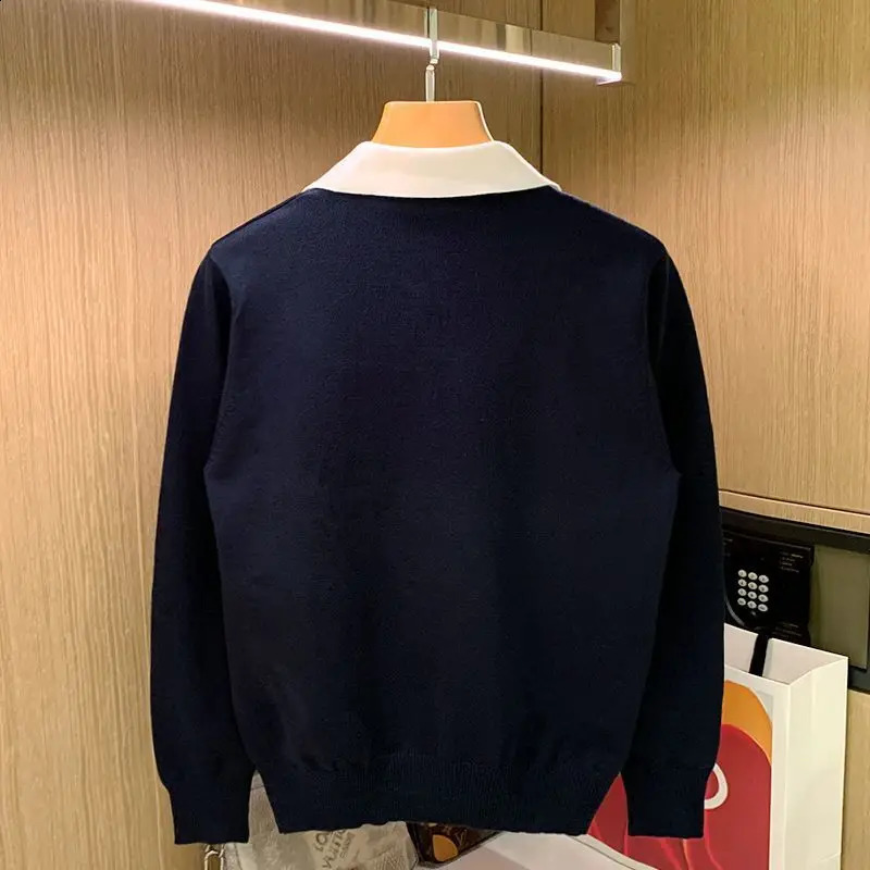 Autumn Winter Knitted Men Long Sleeve Polo Shirts 241120