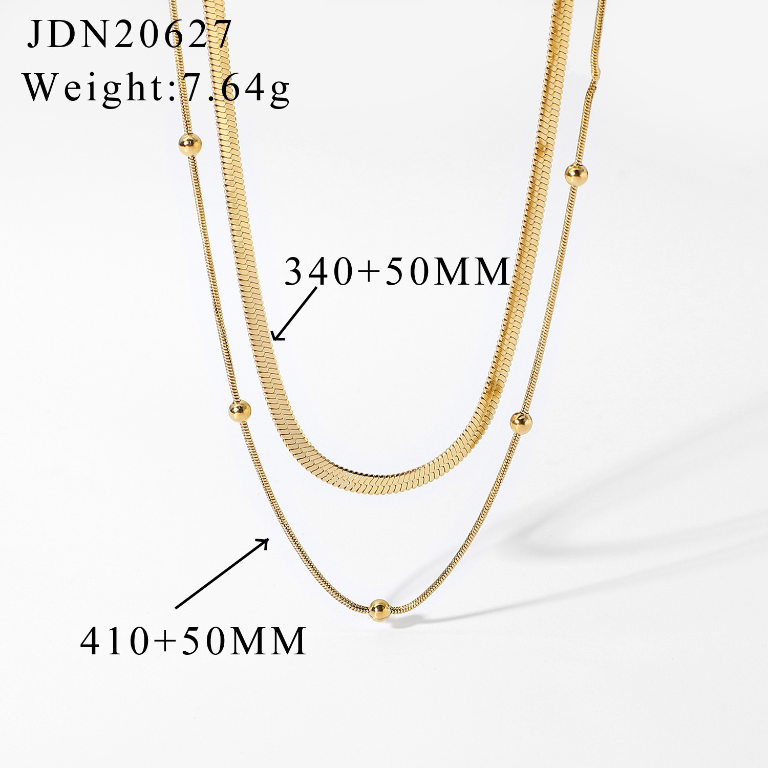 Elegant 18K Real Gold Plated Choker Necklace Double Layer Snake Chain Necklaces For Women Wedding Jewelry Friend Family Numbers Gift Luxury Accessory  - view 4