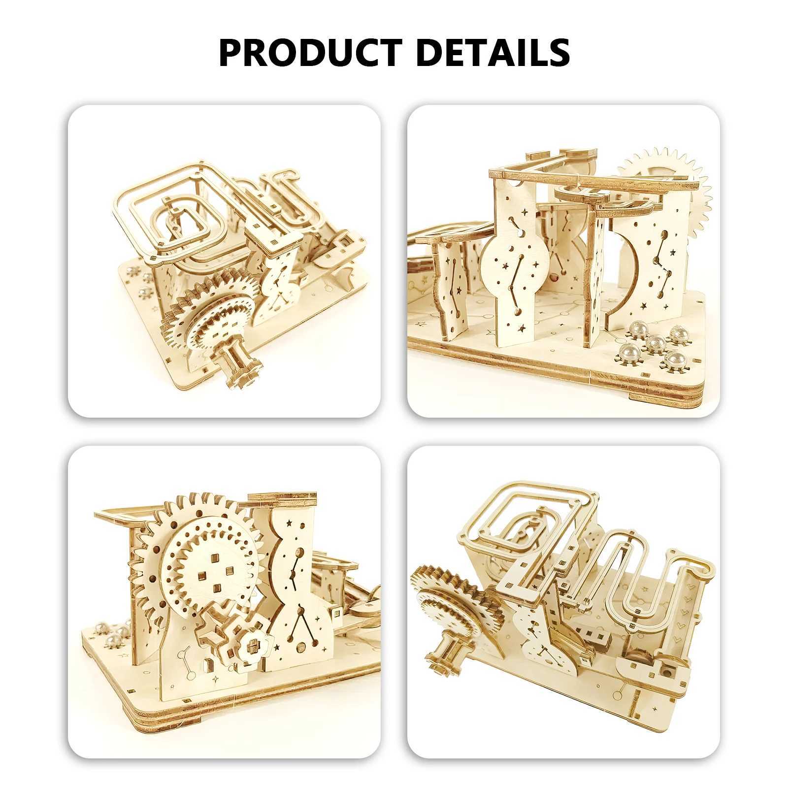 3D Wooden Puzzle Manual rail bead Mechanical Track BallDIY Intellectual Development Assembly Models Holiday GiftXJ241120